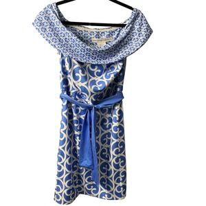 Gretchen Scott Heavens Gate Blue White Ladedera Jersey Easter Dress Medium NWT